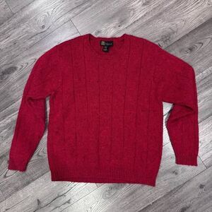 Vintage Oleg Cassini Red Wool Blend Sweater | Classic Knit Crewneck XL Mr Rogers
